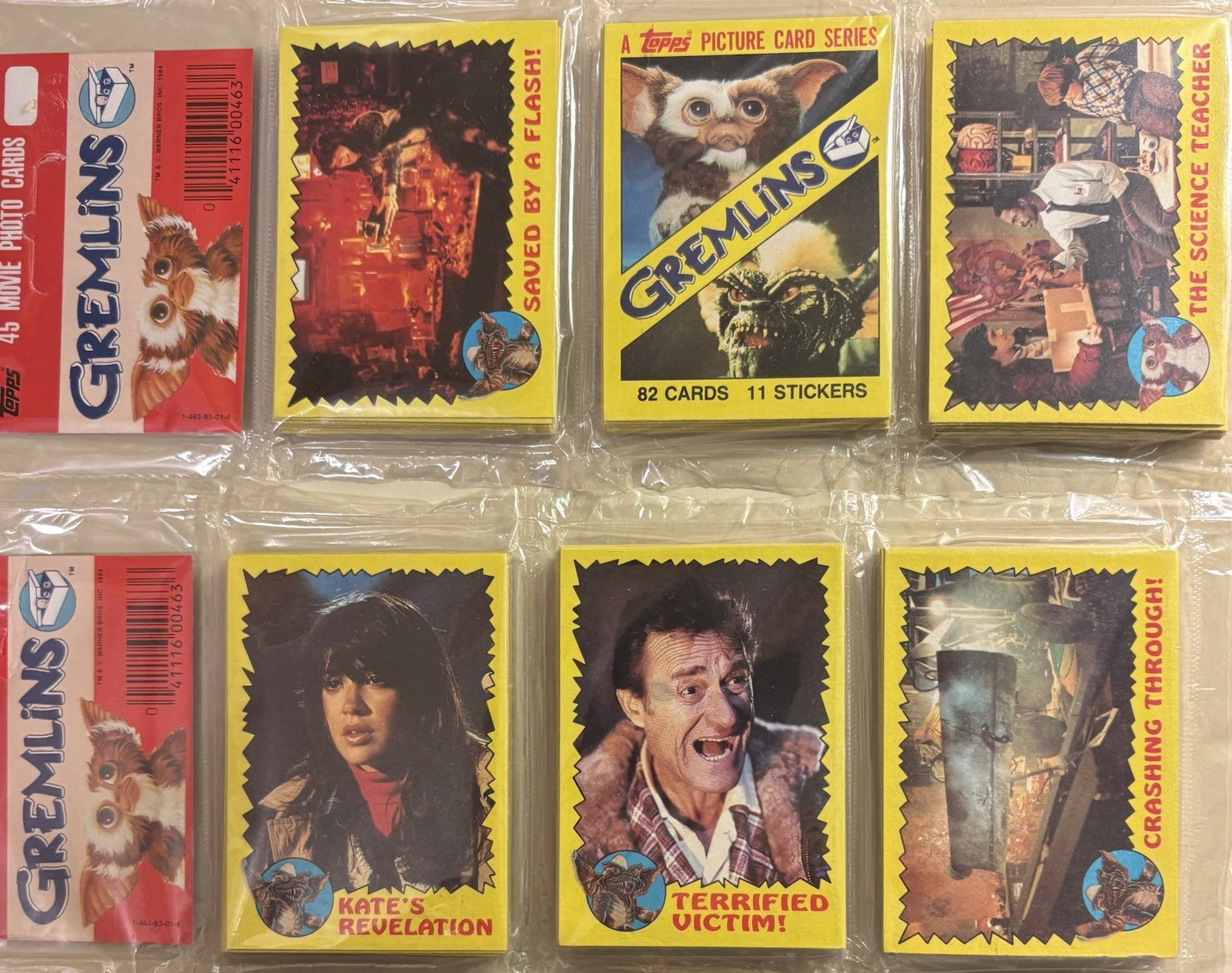 1984 TOPPS GREMLINS  SEALED TWO RACK PACKS W/90 CARDS TOTAL NEAR/MINT-MINT RARE