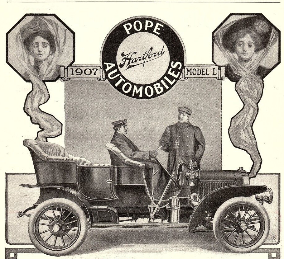 1907 POPE HARTFORD AUTOMOBILES MODEL L CONN. PRINT ADVERTISEMENT Z1832