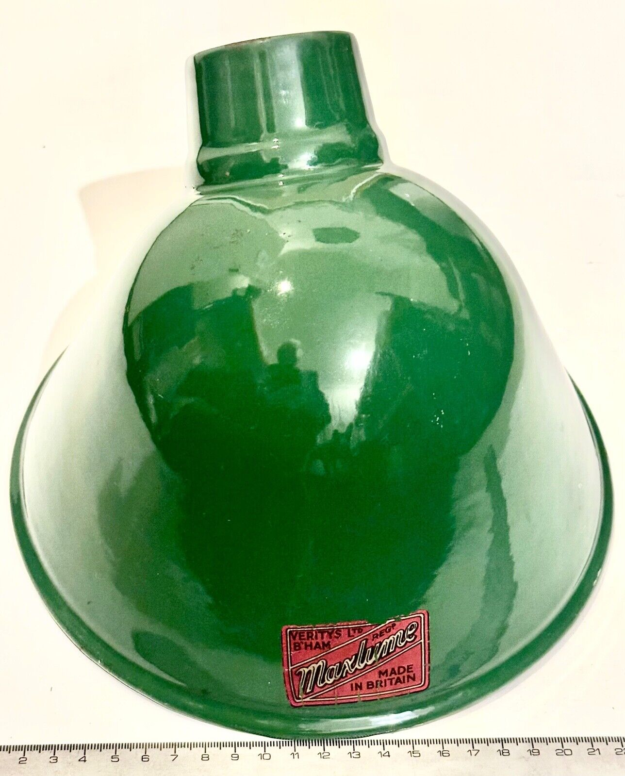 original enamel green industrial light shade (white inside)