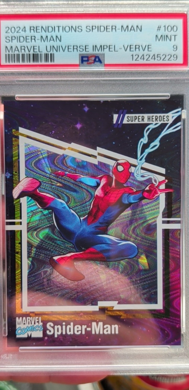 UD MARVEL RENDITIONS SPIDER-MAN MARVEL UNIVERSE IMPEL SPIDER-MAN /90 PSA 9