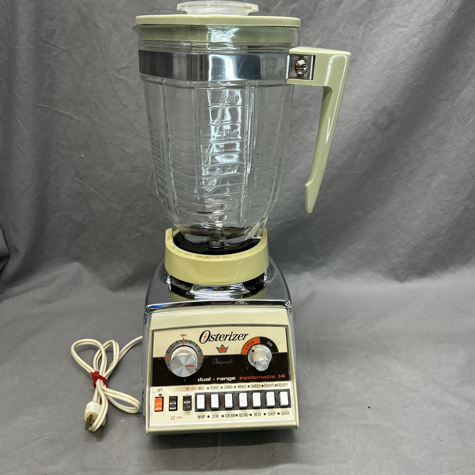 Vintage Osterizer Imperial 14 Speed Blender Cyclomatic Tested Works 878-05B USA