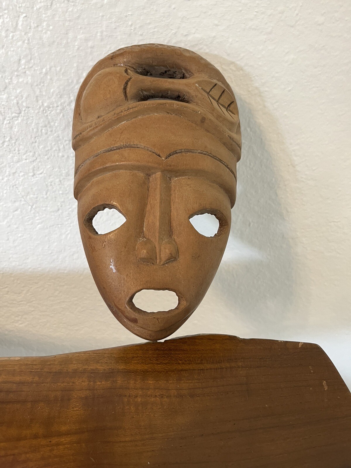 Hand Carved Wooden African Decorative Tribal Folk Art Face Mask Wall Art