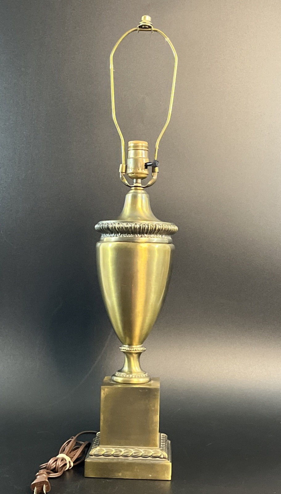 Vtg Solid Brass Table Lamp Urn Trophy 28