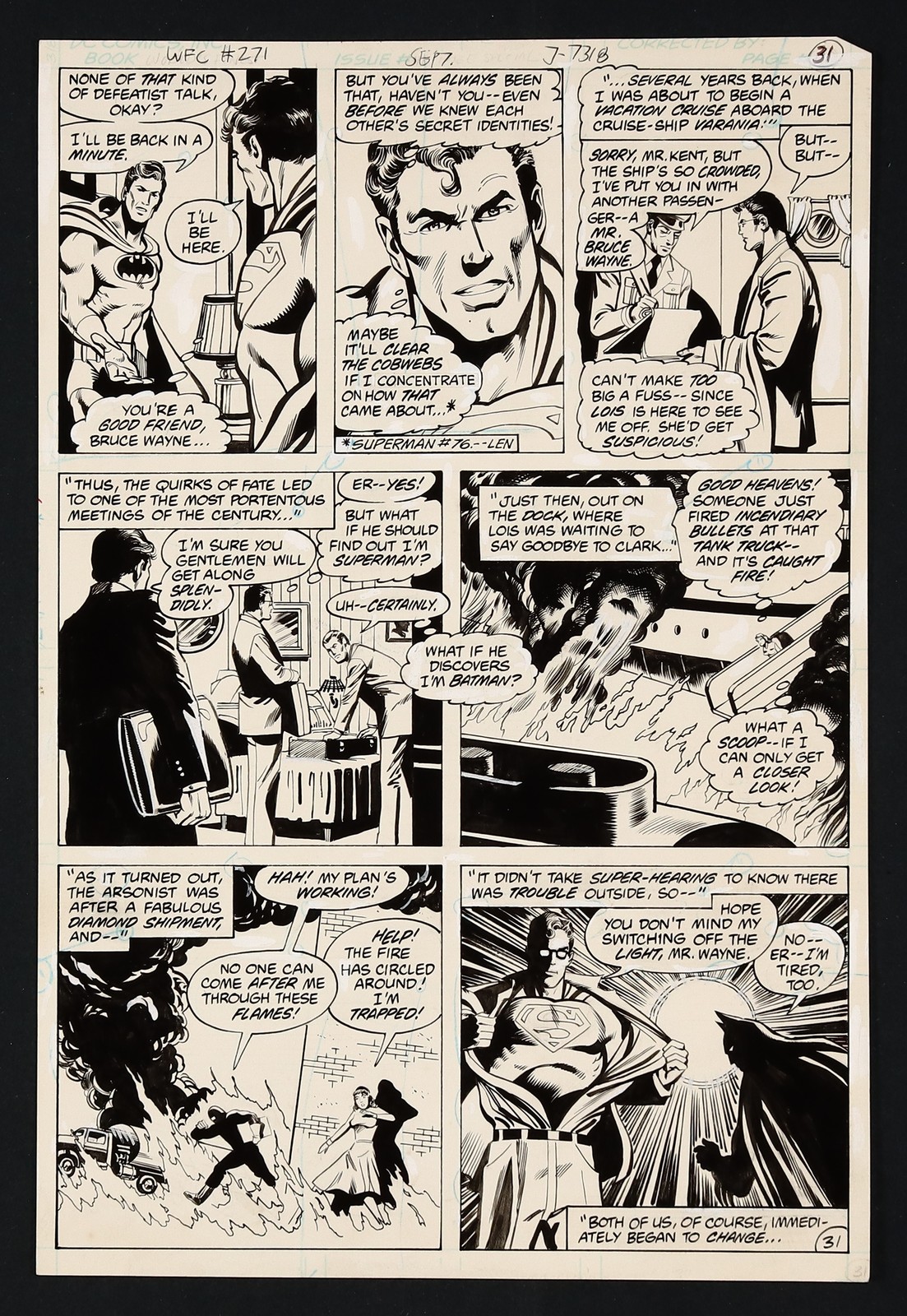 Original Art World\'s Finest #271 (1981) Pg 31 Buckler/McLaughlin