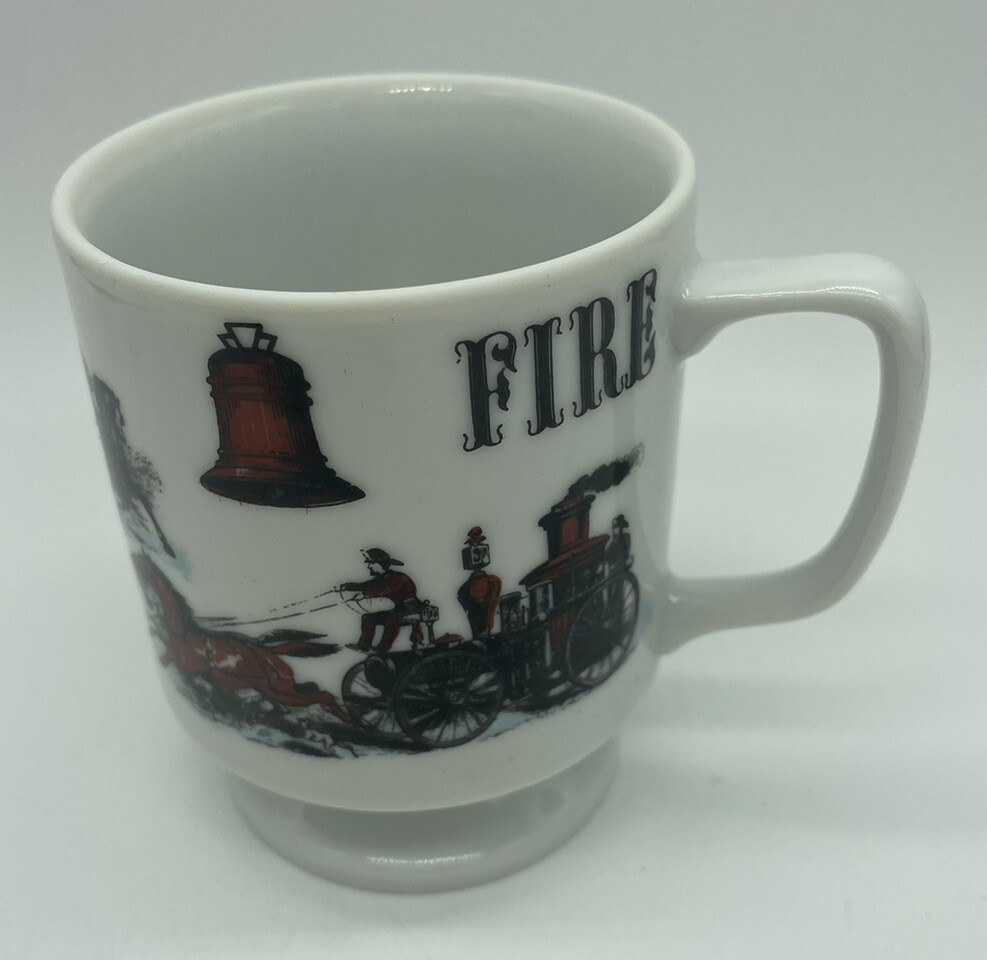 Vitage Fire (Extinguisher) White Coffee Cup Fire Fighter Nostalgia Mug