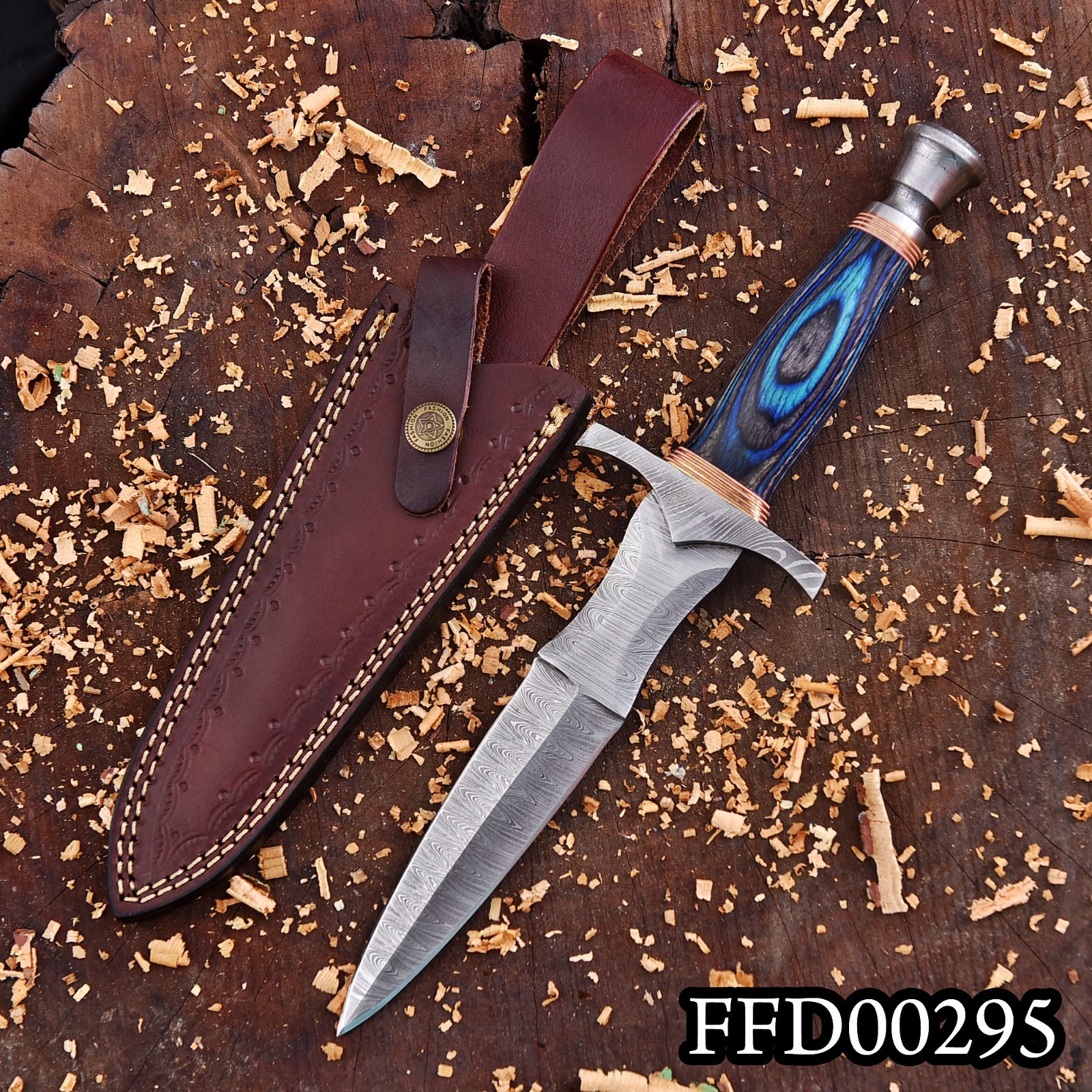 SHARD™ Custom Hand Forged Damascus Steel Survival Dagger Hunting Knife W/Sheath