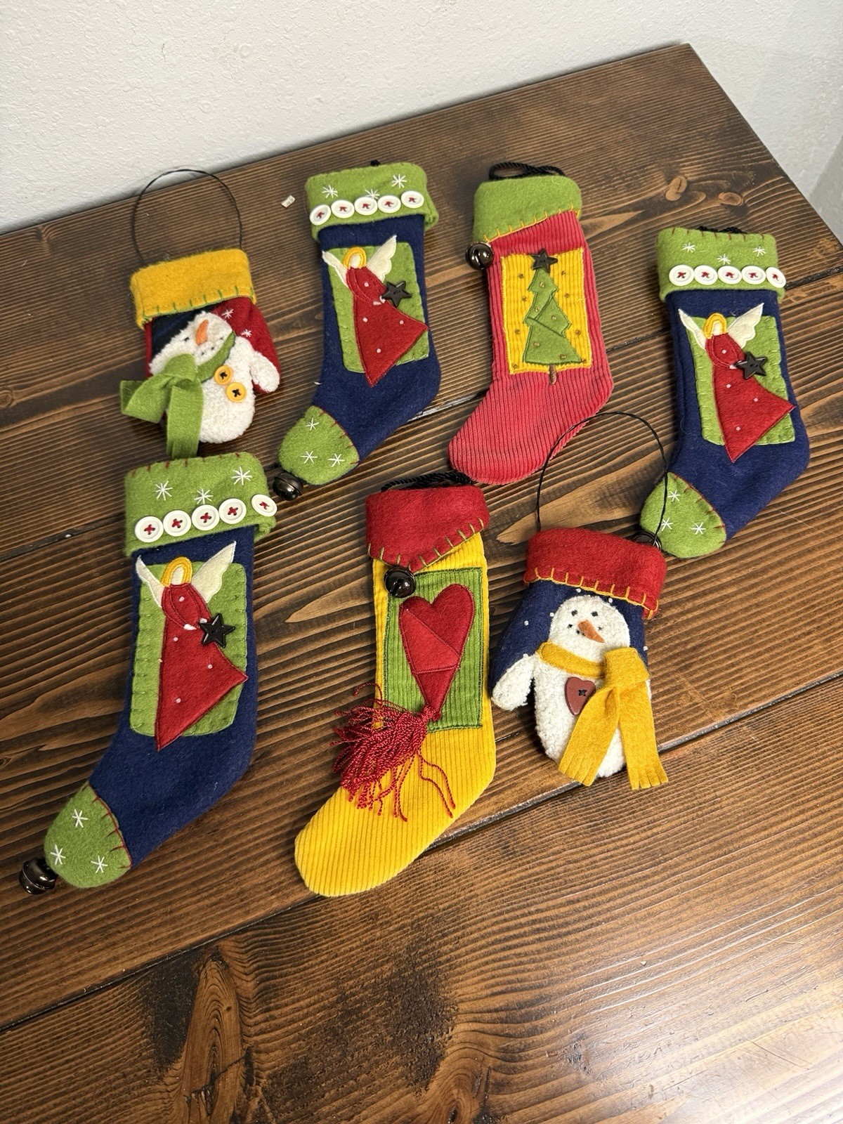 Vintage Lot Of Felt Christmas Country Angel Heart Stars Mini Stockings Mittens