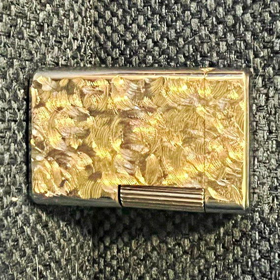 Swank Silver Table Lighter Japan Patent 8792971 hammered steel case