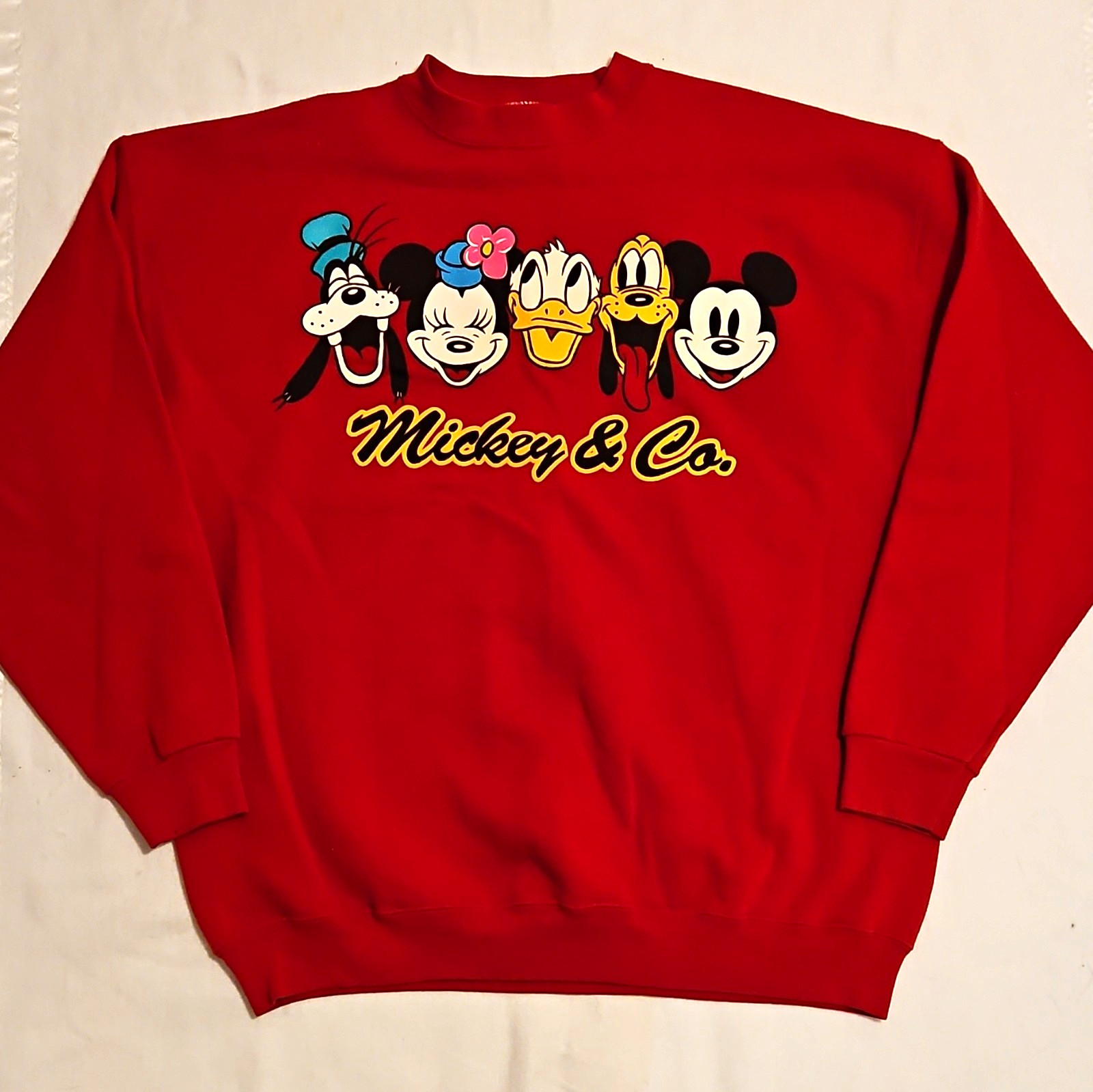 Vintage 90s Mickey & Co Disney Crewneck Sweatshirt Red XL Made In USA Graphic
