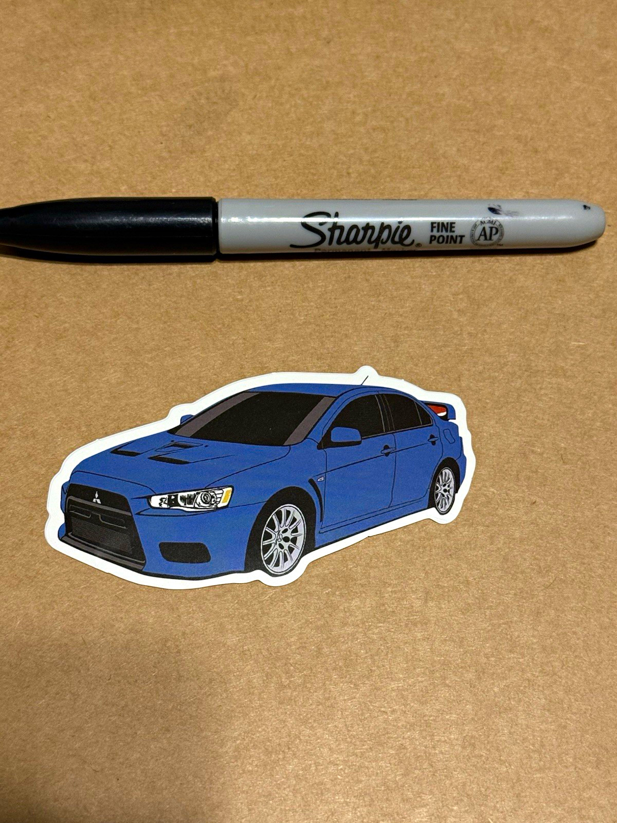 Mitsubishi Lancer Evolution Car Vinyl Decal Sticker - Blue Black White