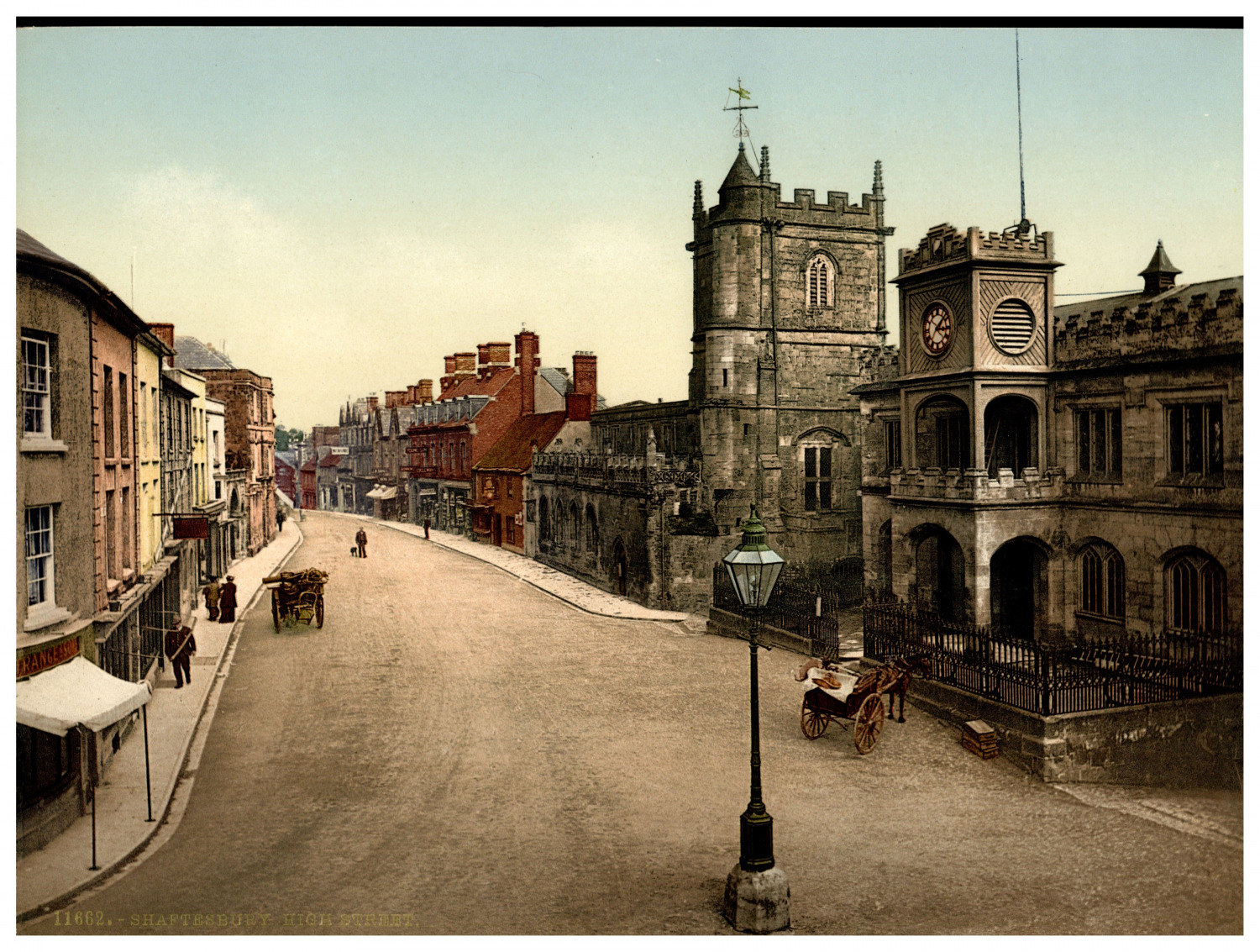 England. Shaftesbury. High Street. Vintage Photochrome by P.Z, Photochrome Zuri