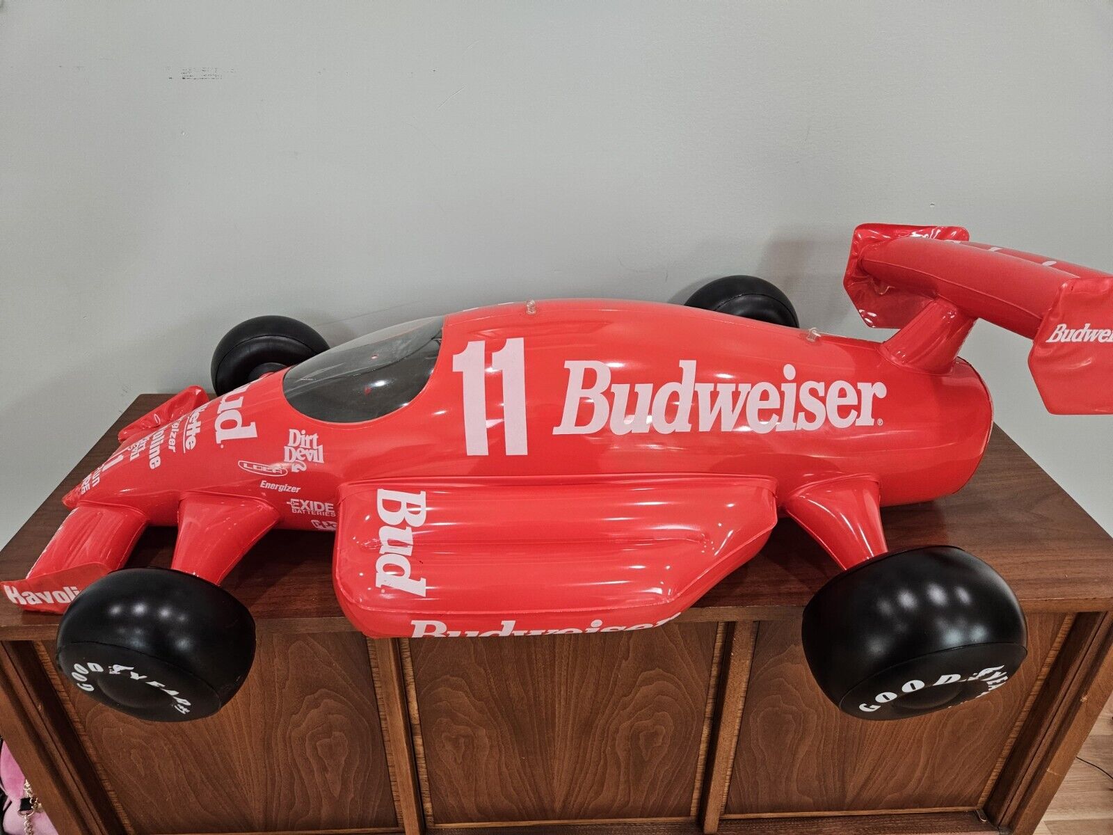 Vintage Inflatable Budweiser #11 Racing Car 42” Of Cool Hanging Beer Decoration