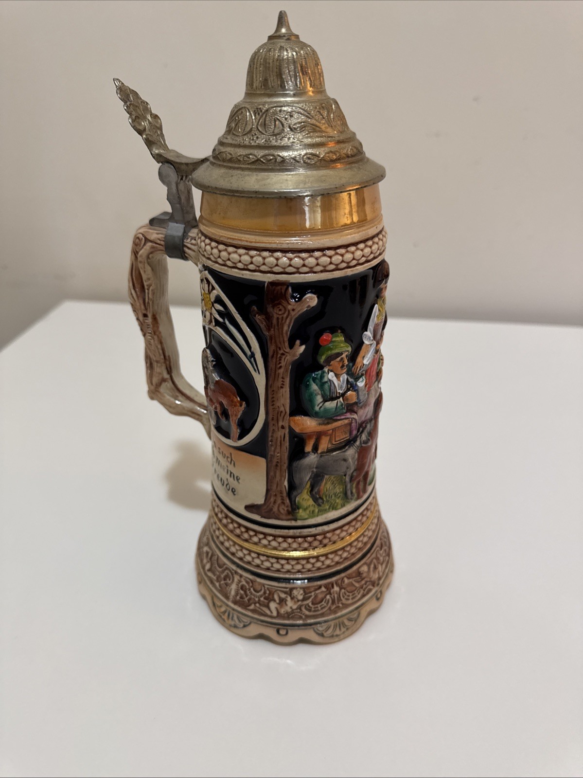 Lot of 2 Vintage German Beer Steins West Germany Stoneware Lidded