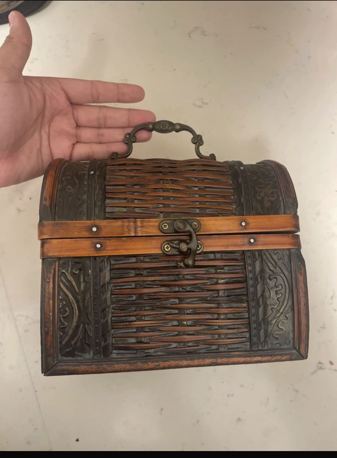 Small Vintage Style Wooden Treasure Chest Trinket Jewelry Keepsake Box Decor