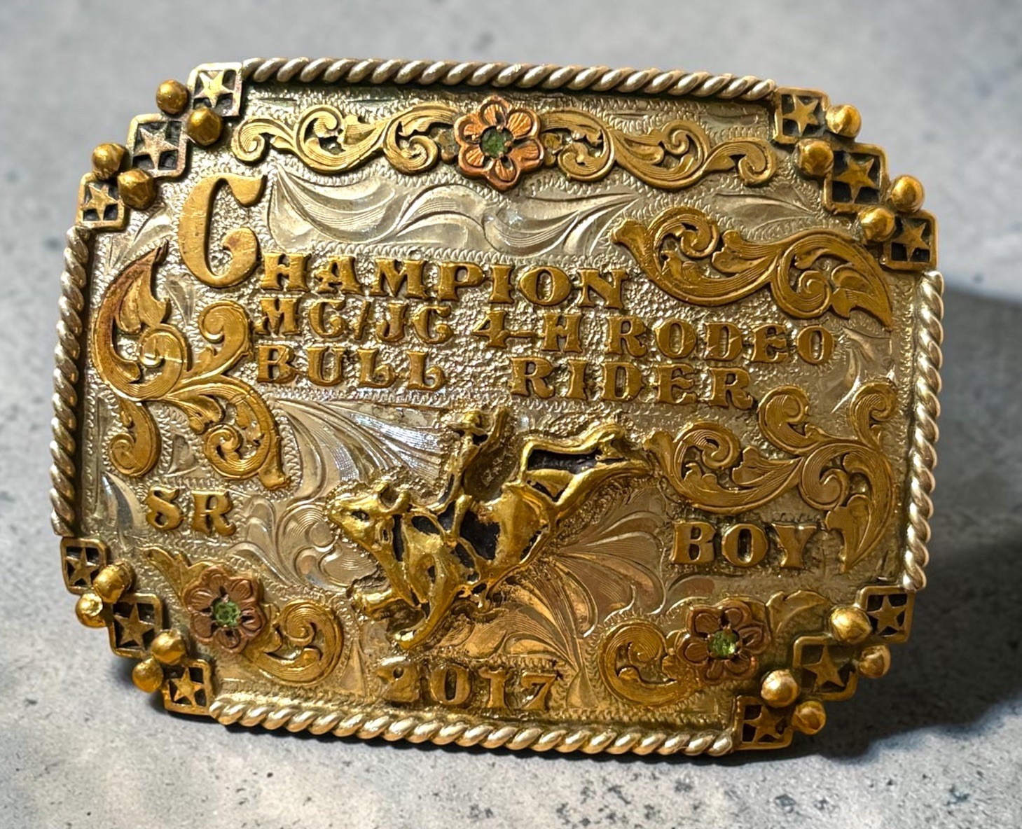 2017 Bull Rider Champion - Molly’s Custom Silver Belt Buckle