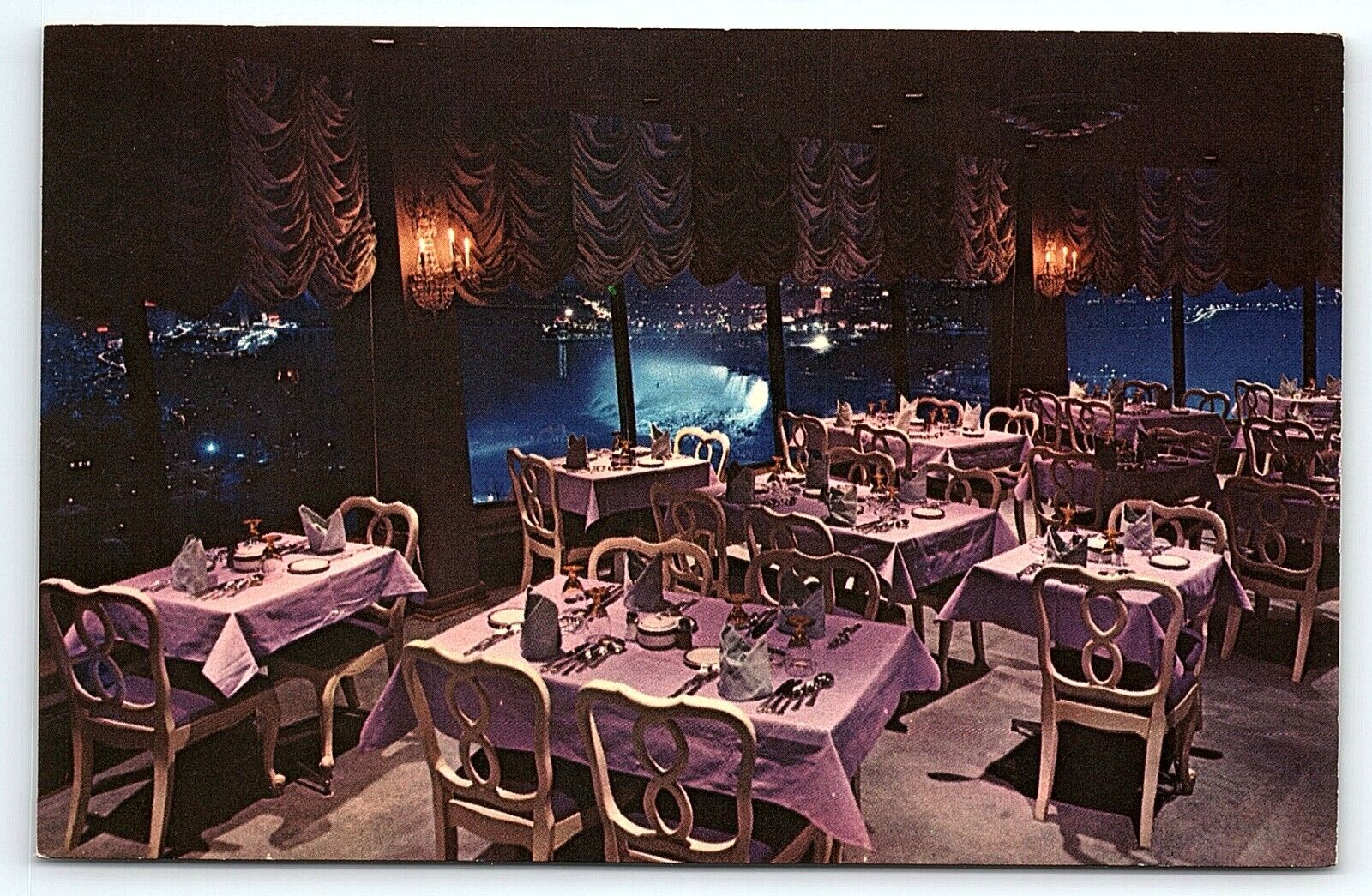 1950s THE CROWN SUITE DINING ROOM NIAGARA FALLS ONTARIO CANADA POSTCARD P3111