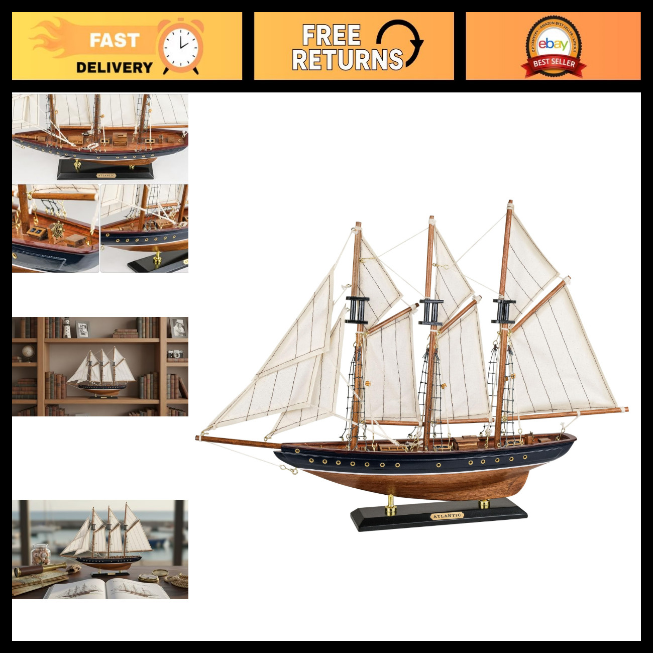 Wooden Sailboat Model Ship 20\