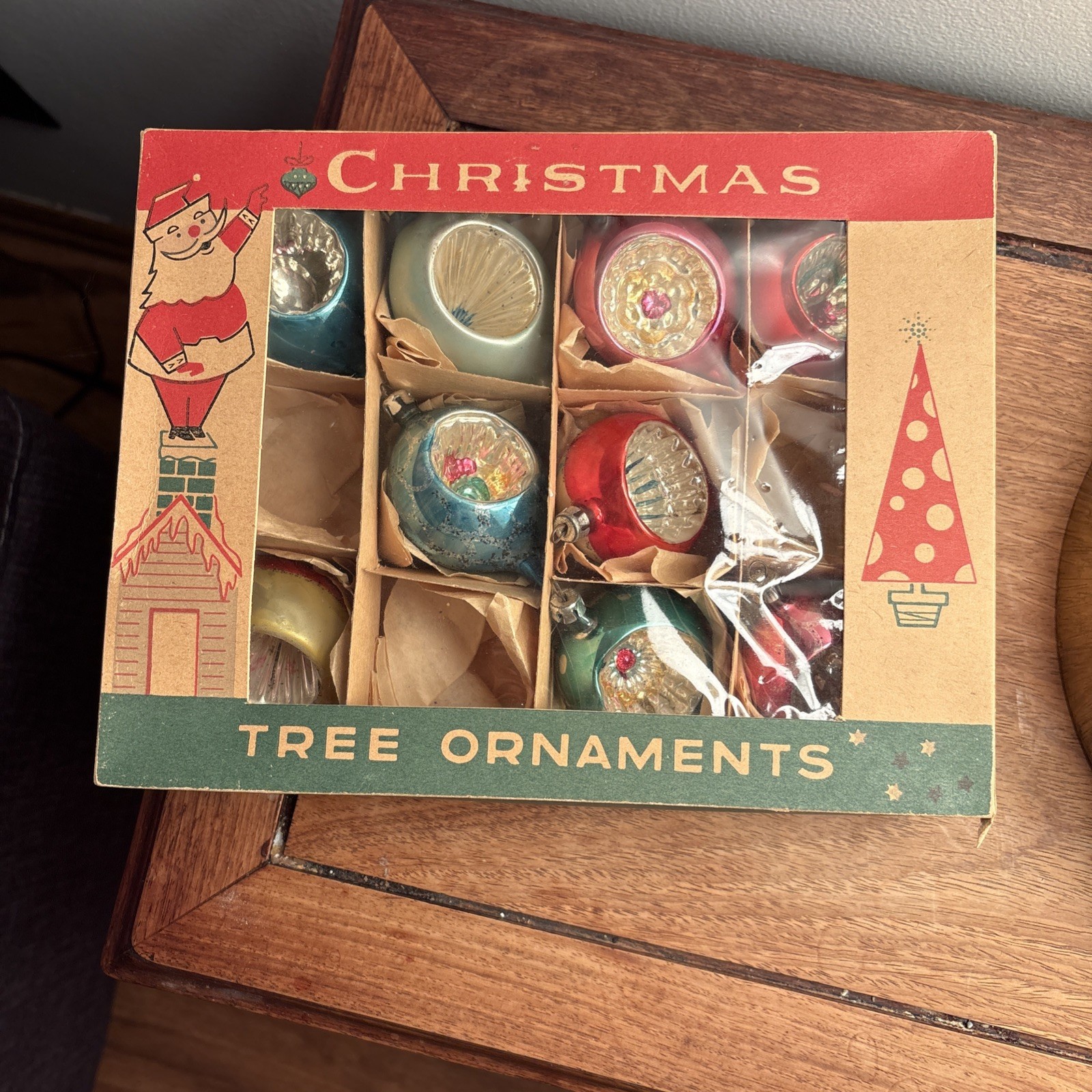 Vintage Poland Mercury Glass Fantasia Brand Ornaments Nine