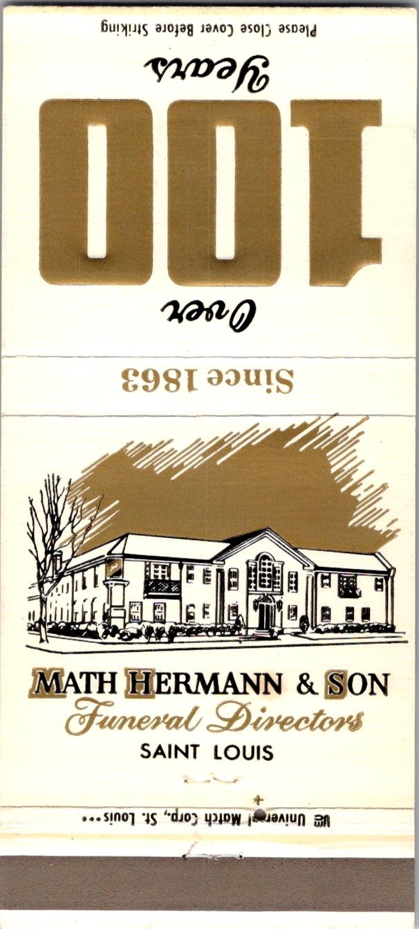 Math Hermann & Son Funeral Directors Saint Louis Vintage Matchbook Cover TMM4-5
