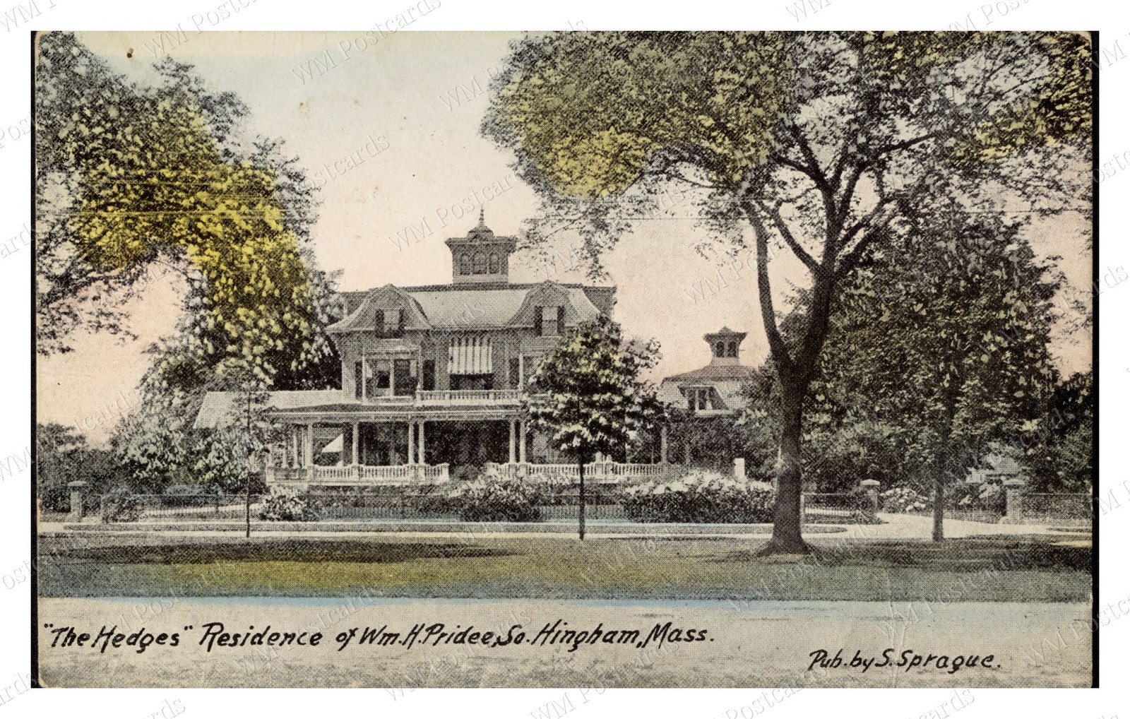 Hingham Massachusetts circa 1900s Hedges Residence Wm H Pridee Standard Postcard