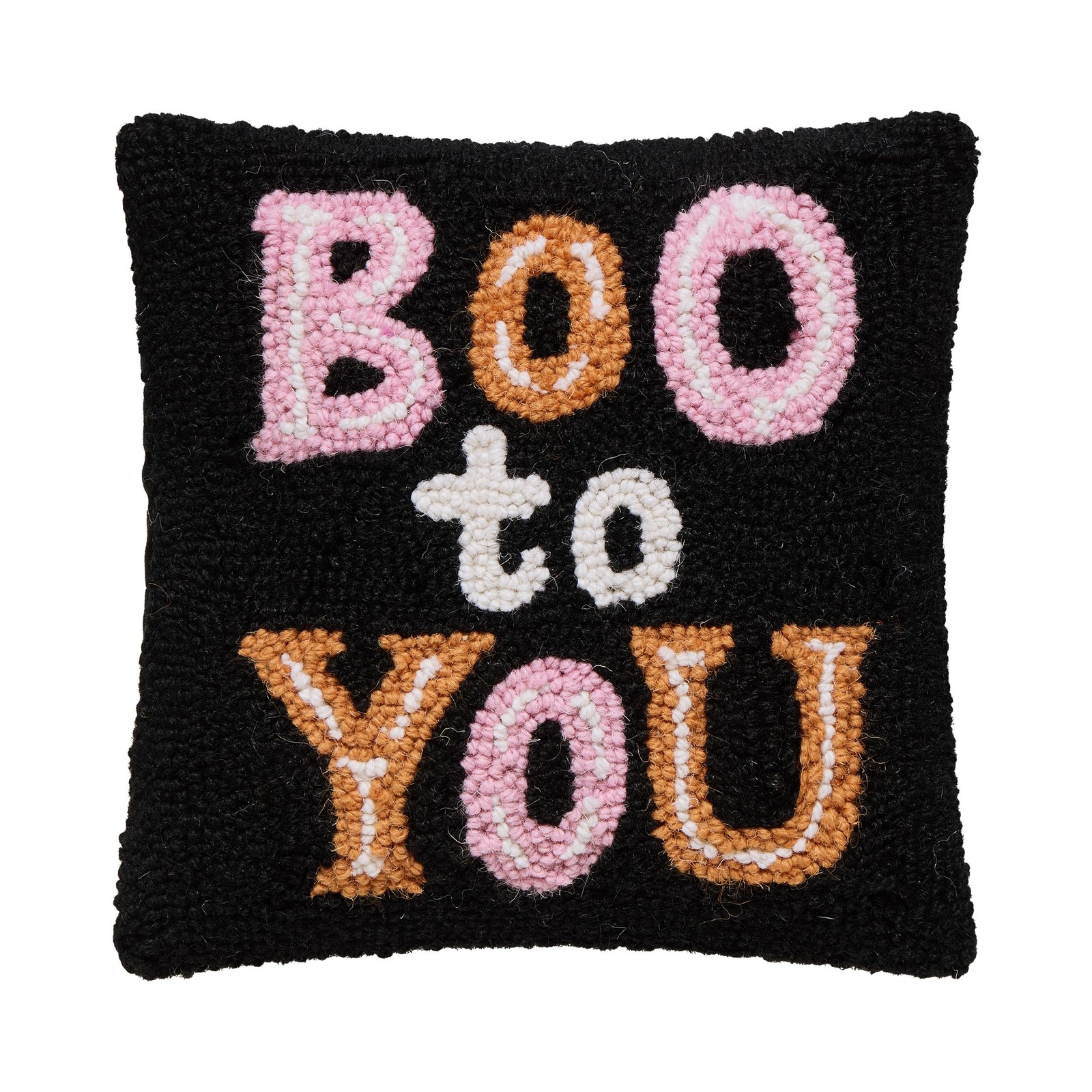 Peking Handicraft Boo to You Hook Pillow, 10 In, Black Pink Orange
