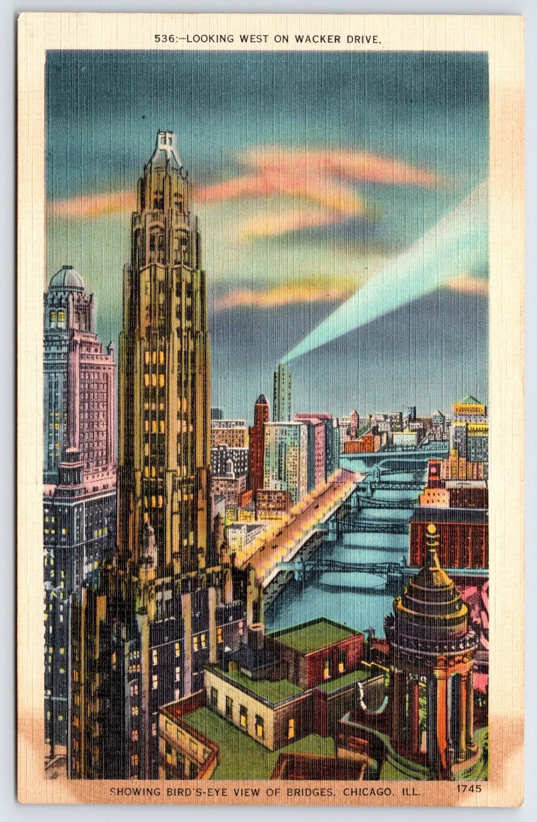 Postcard Showing Bird\'s Eye View Of Bridges, Chicago Illinois Unposted