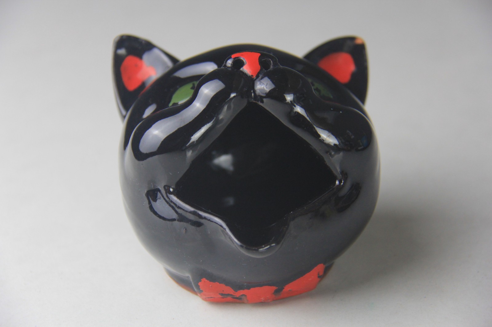 Vintage Shafford Japan Black Cat Head Ashtray Read