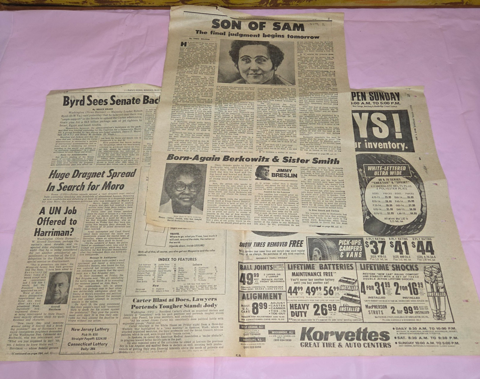 1978 NY Daily News May 7 Son of Sam Affirmed Derby Incomplete 3 Sheets