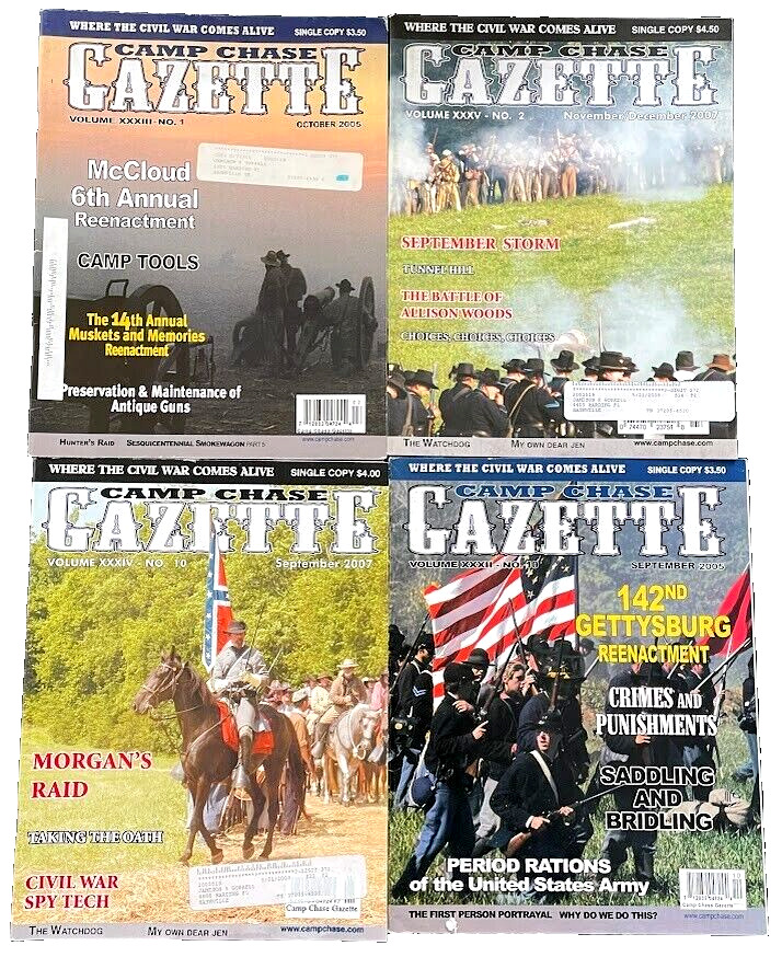 CAMP CHASE GAZETTE Vintage Magazine Lot of 4 Back Issues CIVIL WAR RE-ENACTMENT