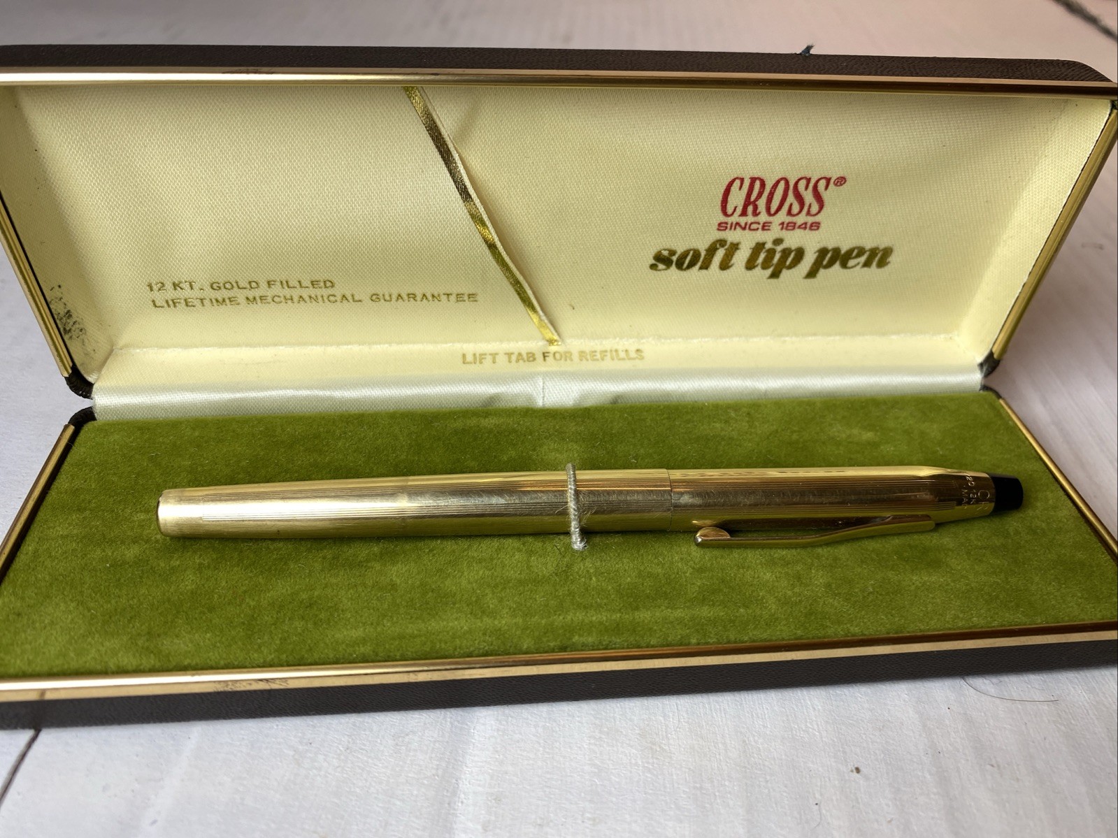 VINTAGE CROSS SOFT TIP PEN 1/20 12KT GOLD FILLED WITH ROUGH CASE