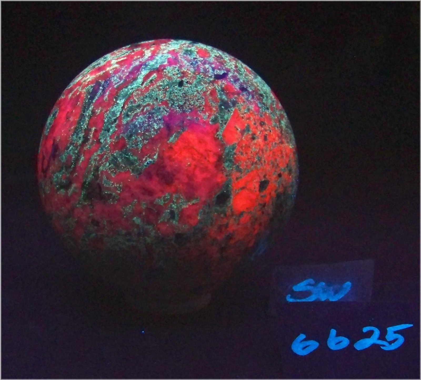 Fluorescent AZ Willemite Calcite Fluorite 101mm Sphere for UV Collection 6625