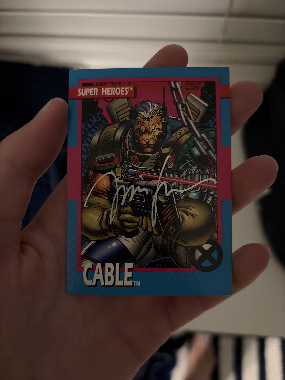 1992 IMPEL SKYBOX X-MEN CABLE JIM LEE AUTOGRAPH EMBOSSED AUTHENTIC Chase Insert