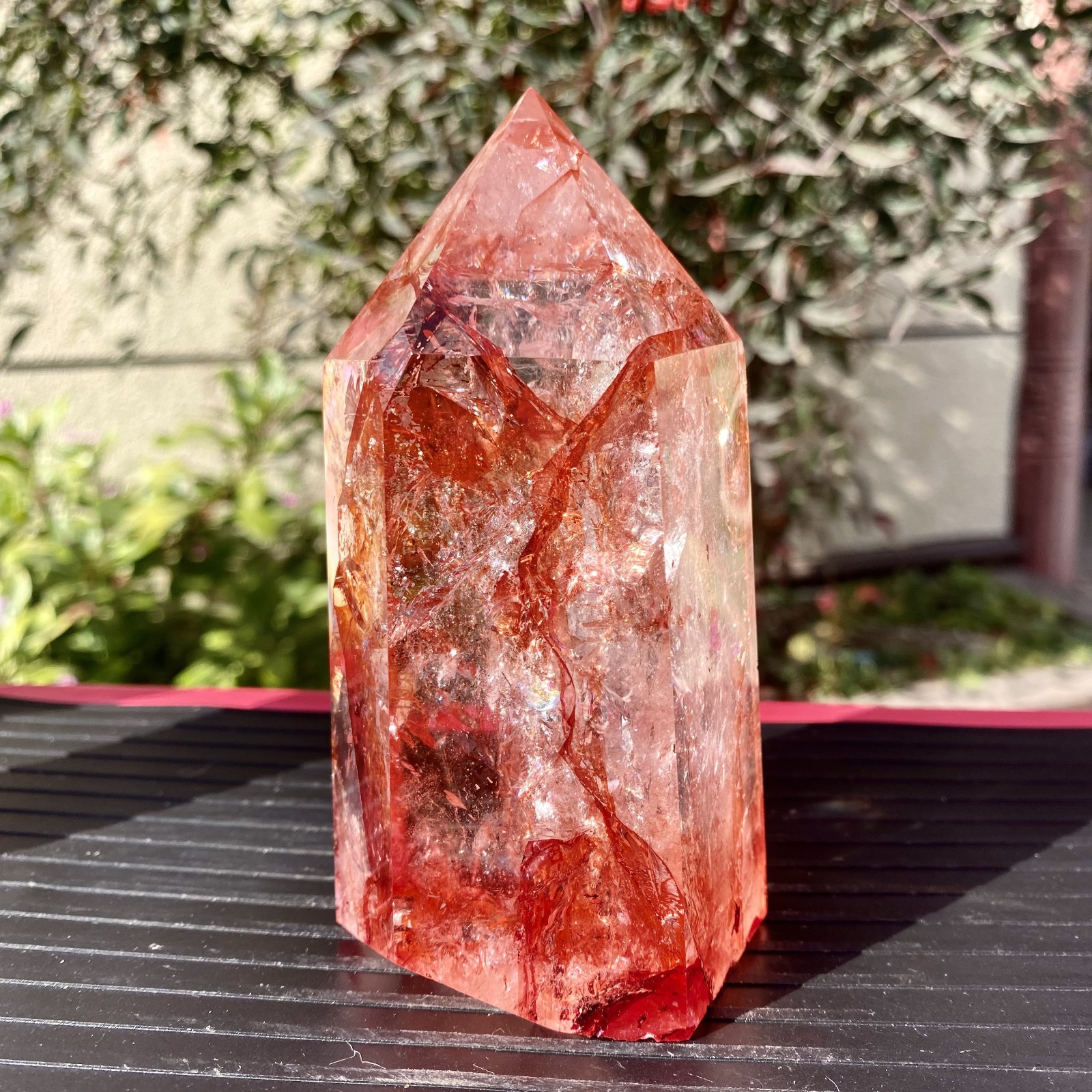 1.2LB Natural Crystal Red Ghost Quartz Mine Crystal Column Decoration