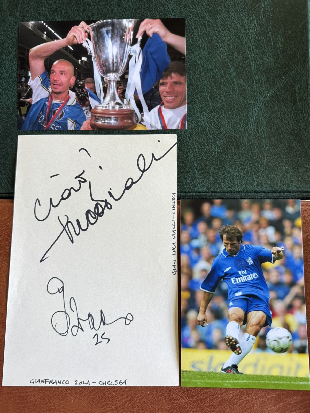 (BF1) RARE GIANFRANCO ZOLA & GIANLUCA VIALLI ORIGINAL SIGNED AUTOGRAPHS CHELSEA