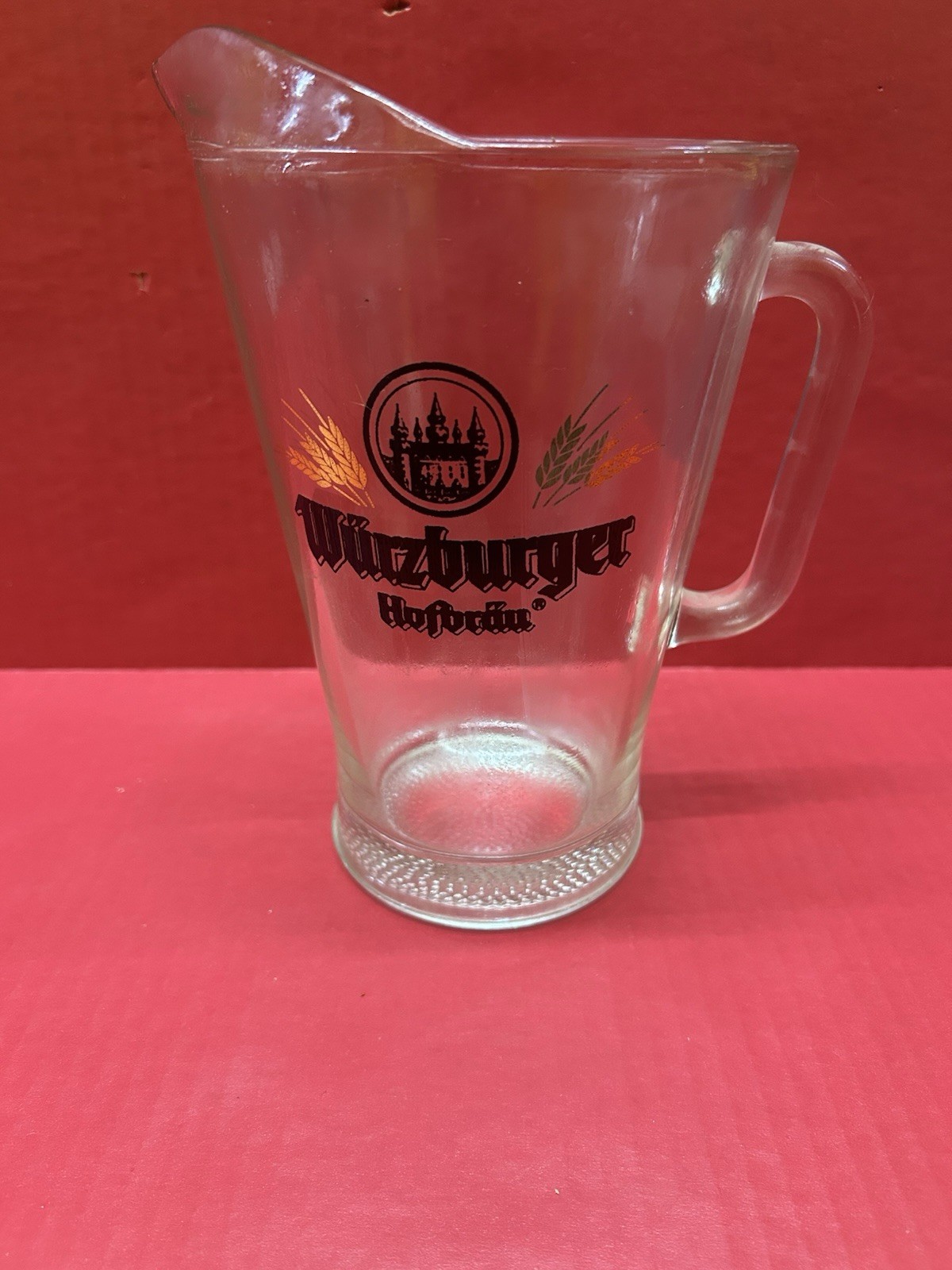 vintage Würzburger Hofbräu glass beer pitcher  Advertisement Advertising Beer