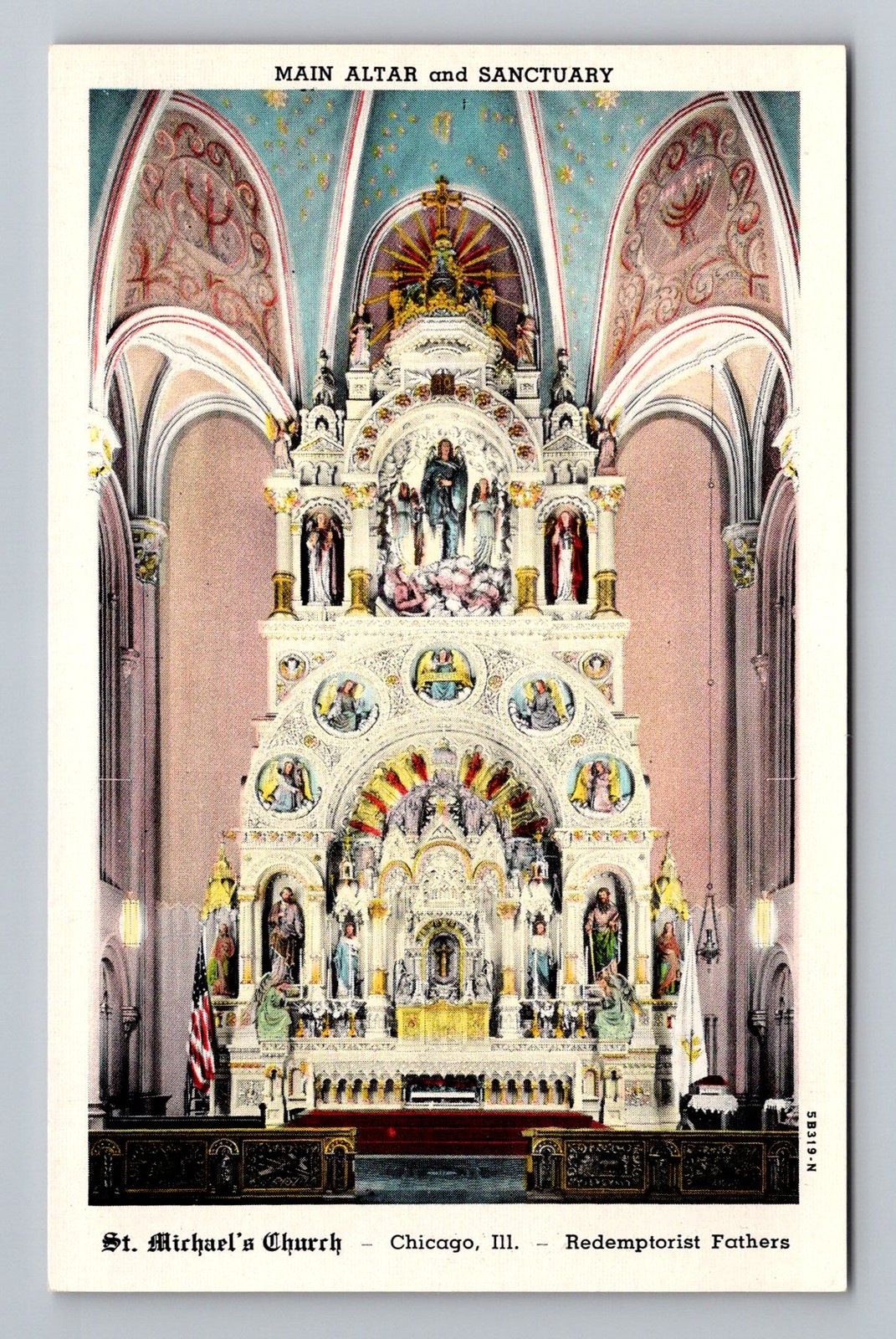 Chicago IL-Illinois, St. Michael\'s Church Altar, Vintage Postcard