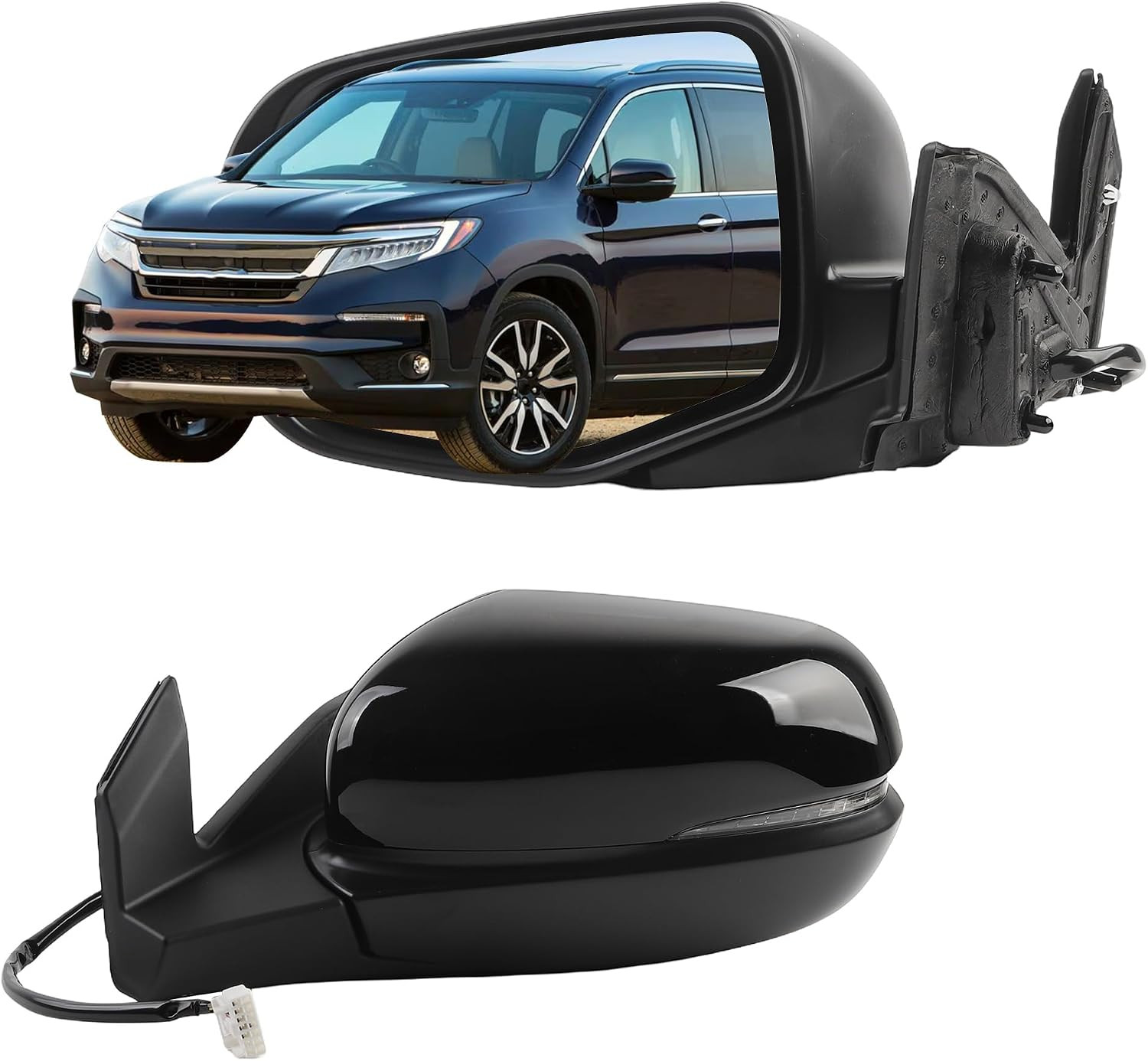 Side Rear View Mirror Compatible with 2016-2022 Honda Pilot Power Heated Turn Si