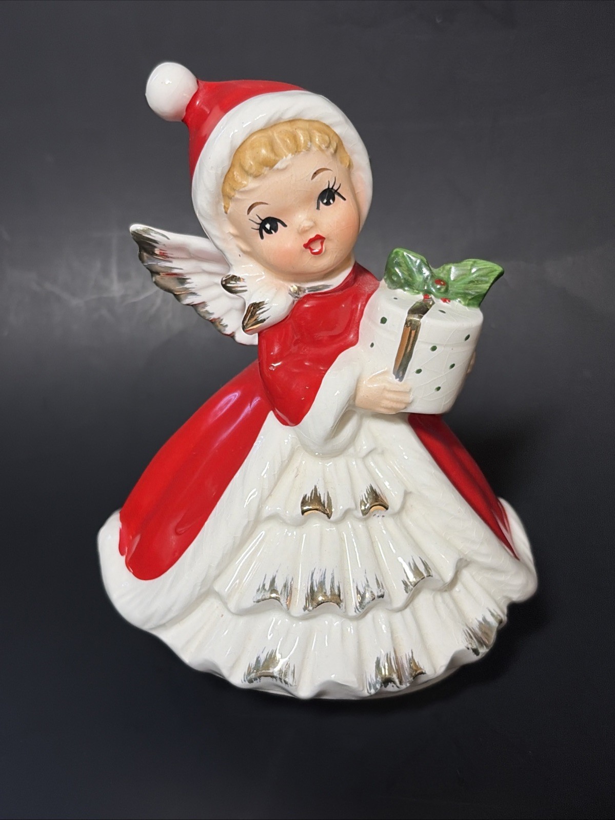 Vtg 1950s Christmas Angel Shopper Figurine Rotating Music Napco Lefton?  Japan