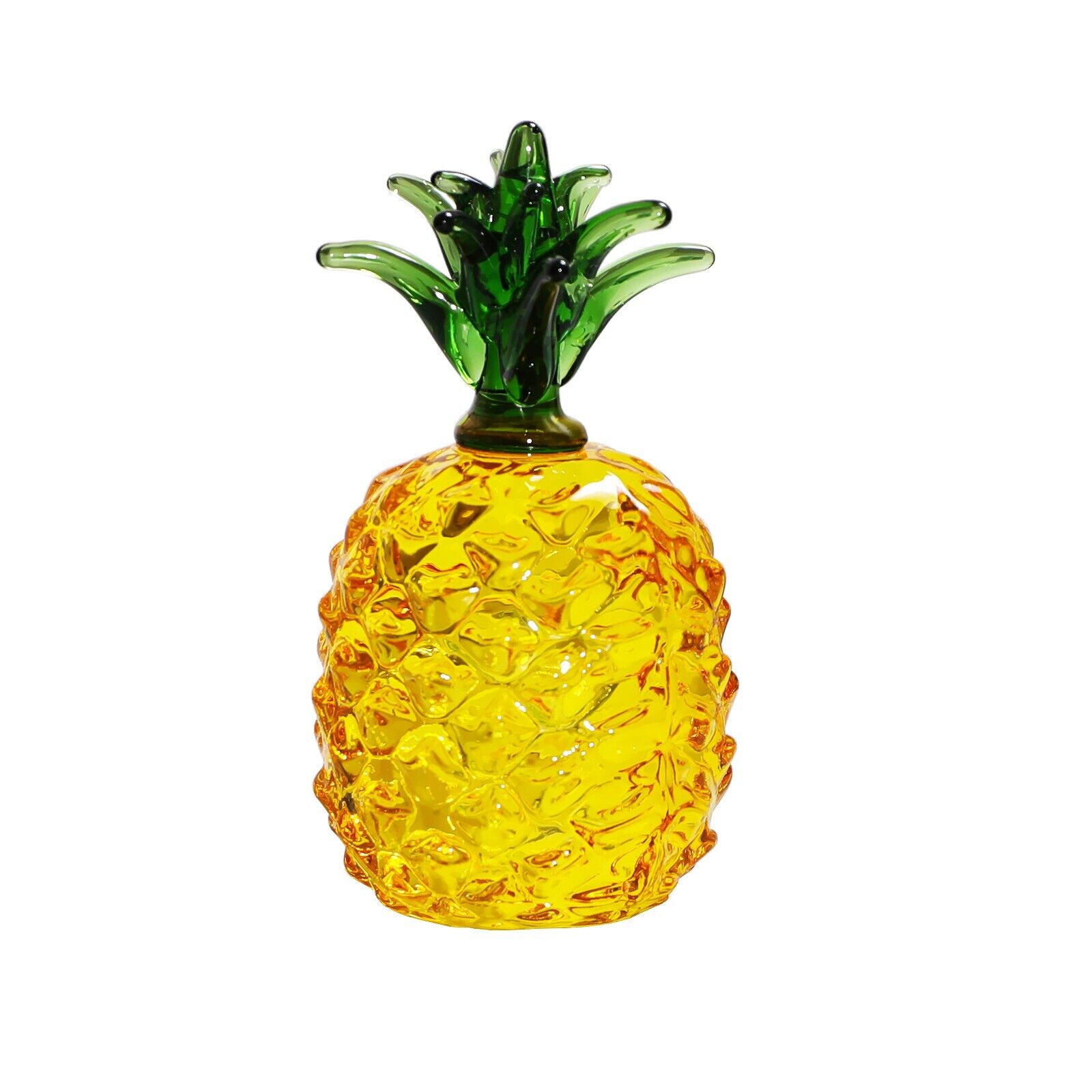 Crystal Yellow Pineapple Figurines Glass Fruit Paperweight Art Collection Gift