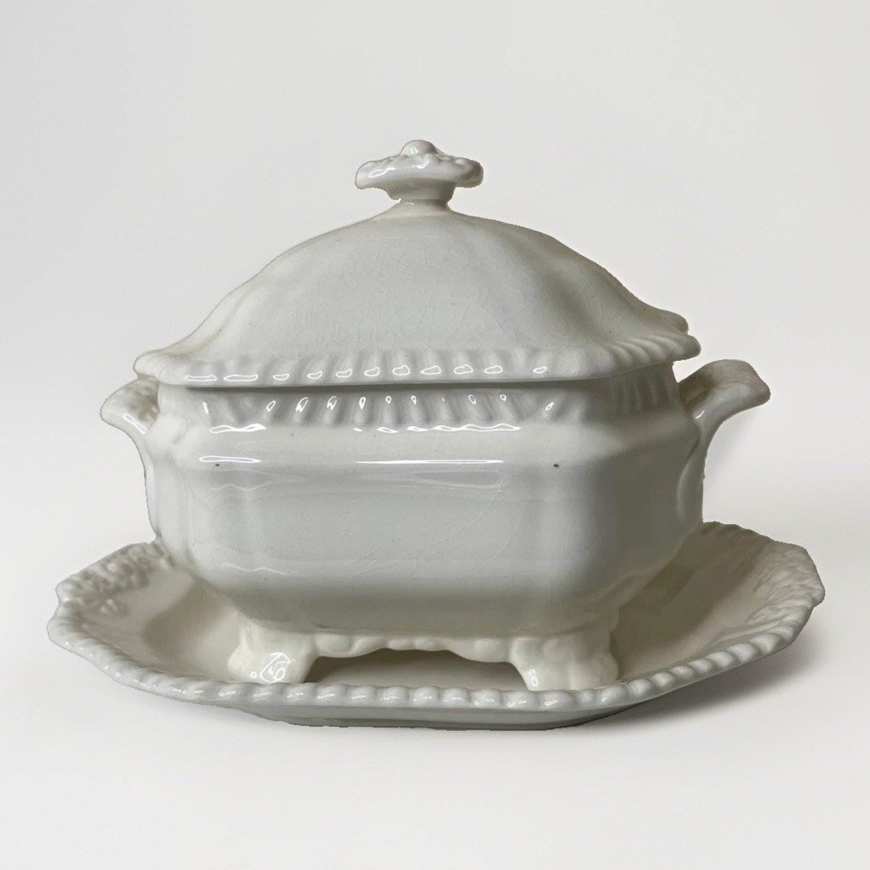 Vintage COPELAND SPODE Gadroon Sauce Tureen with Under plate Set