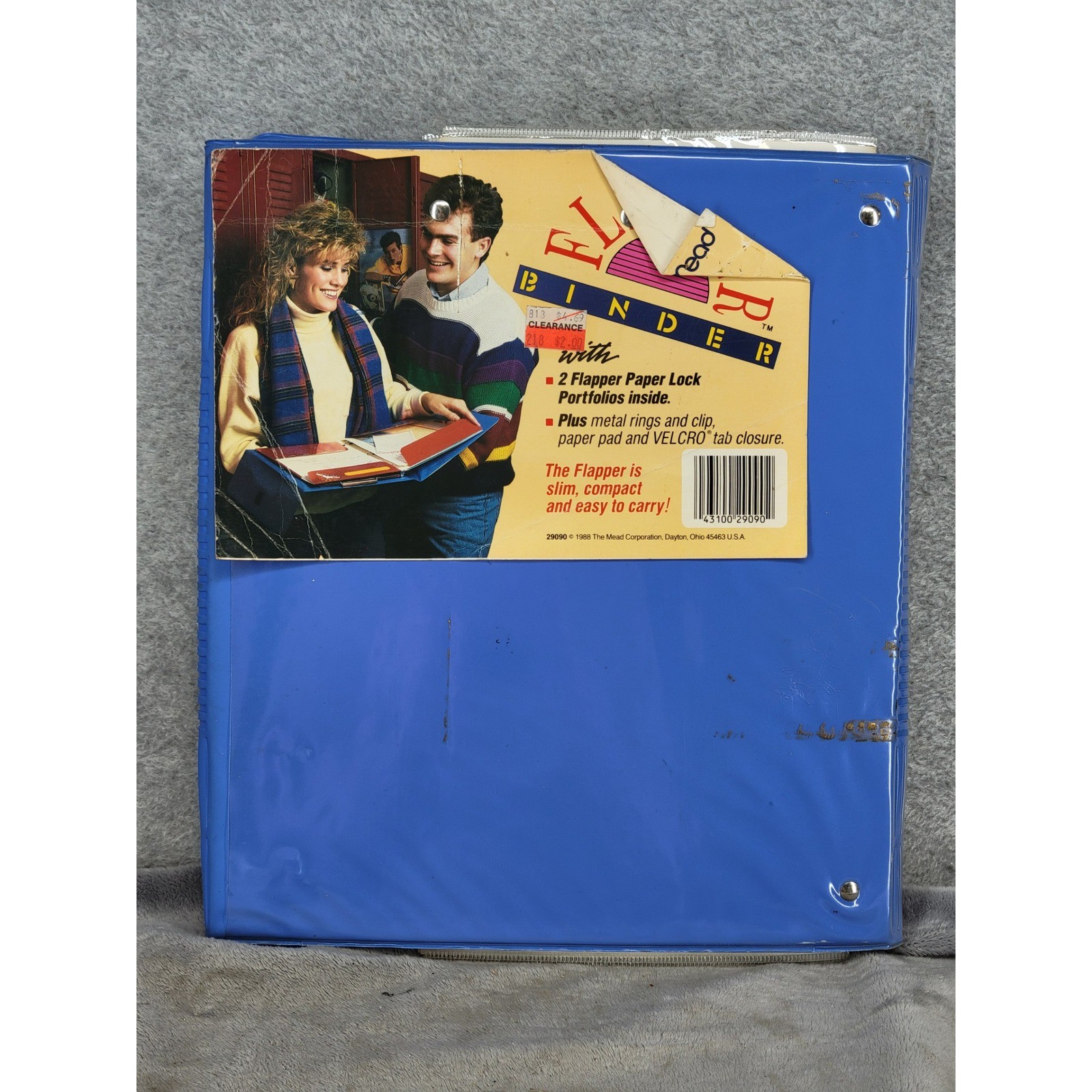 Vintage Mead Flapper Binder Blue 3-Ring Portfolio with TMNT NBA NFL Cards