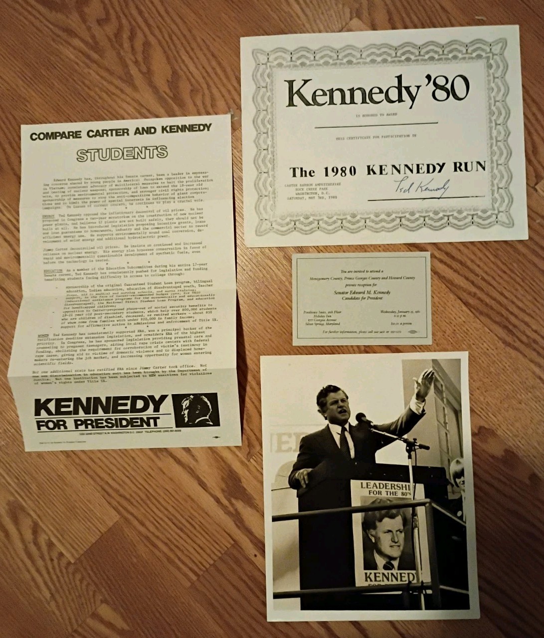 Ted Kennedy 1980 Signed Certificate Presidential Campaign Lot