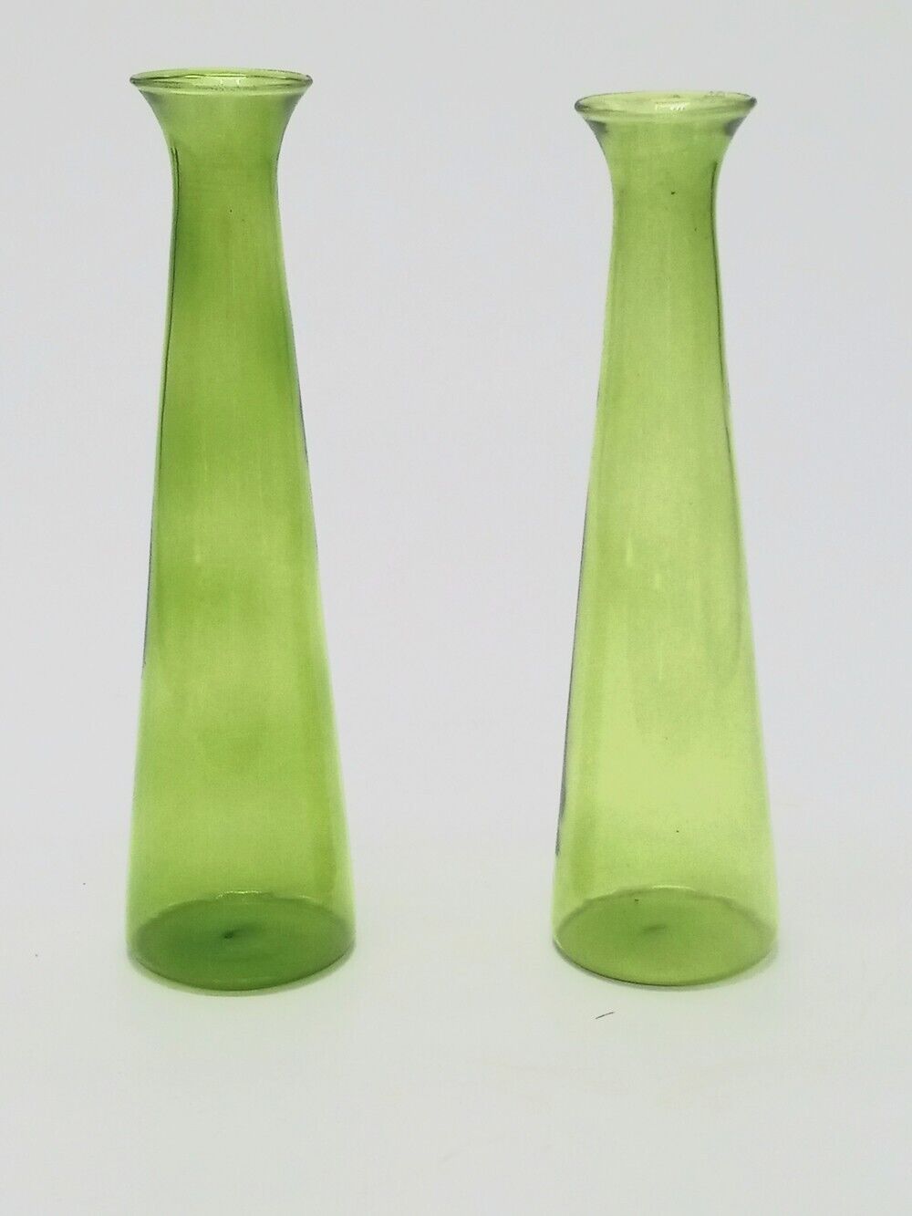 Mini Bud Vases Set of Two Light Green Colored / Decorative Vases H- 5.5 in