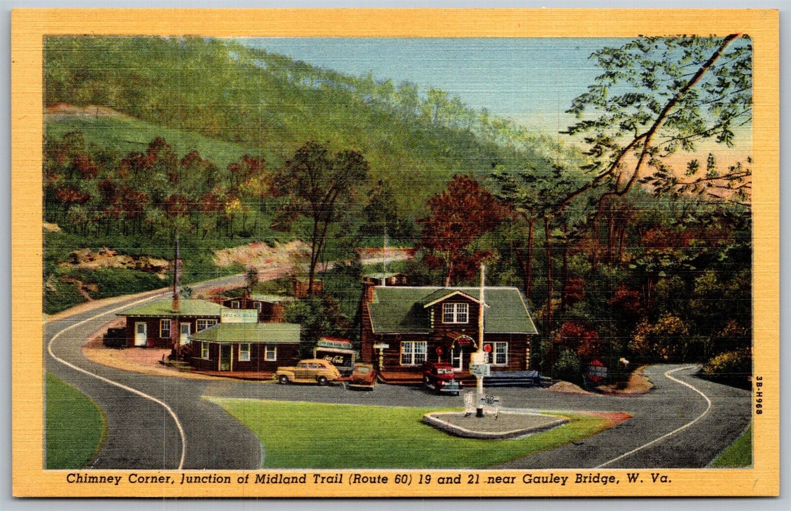 Vtg Gauley Bridge West Virginia Chimney Corner Junction Midland Trail Postcard
