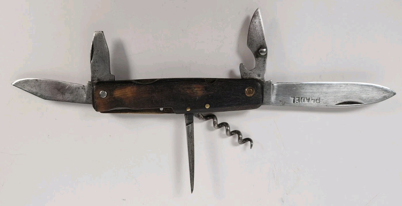 Vintage Pradel Folding Multi-Tool Pocket Knife 6-Function Horn Handle France