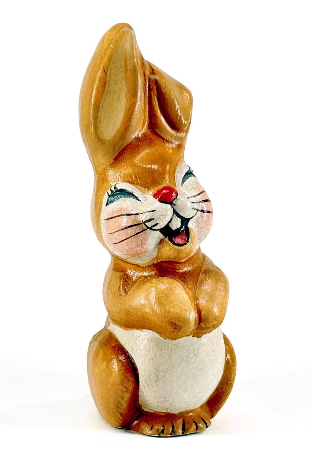 2001 Vaillancourt Folk Art Giggling Rabbit #272 Chalkware Signed 4 3/4\