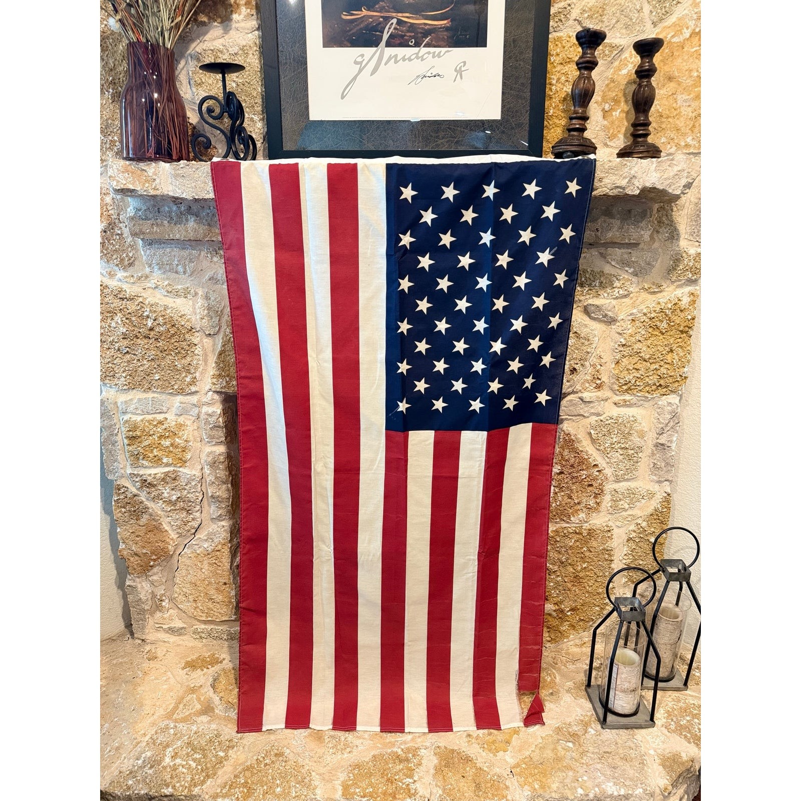 Vintage American Flags Lot of 3 Annin NYL-GLO Annin & Co Valley Forge USA
