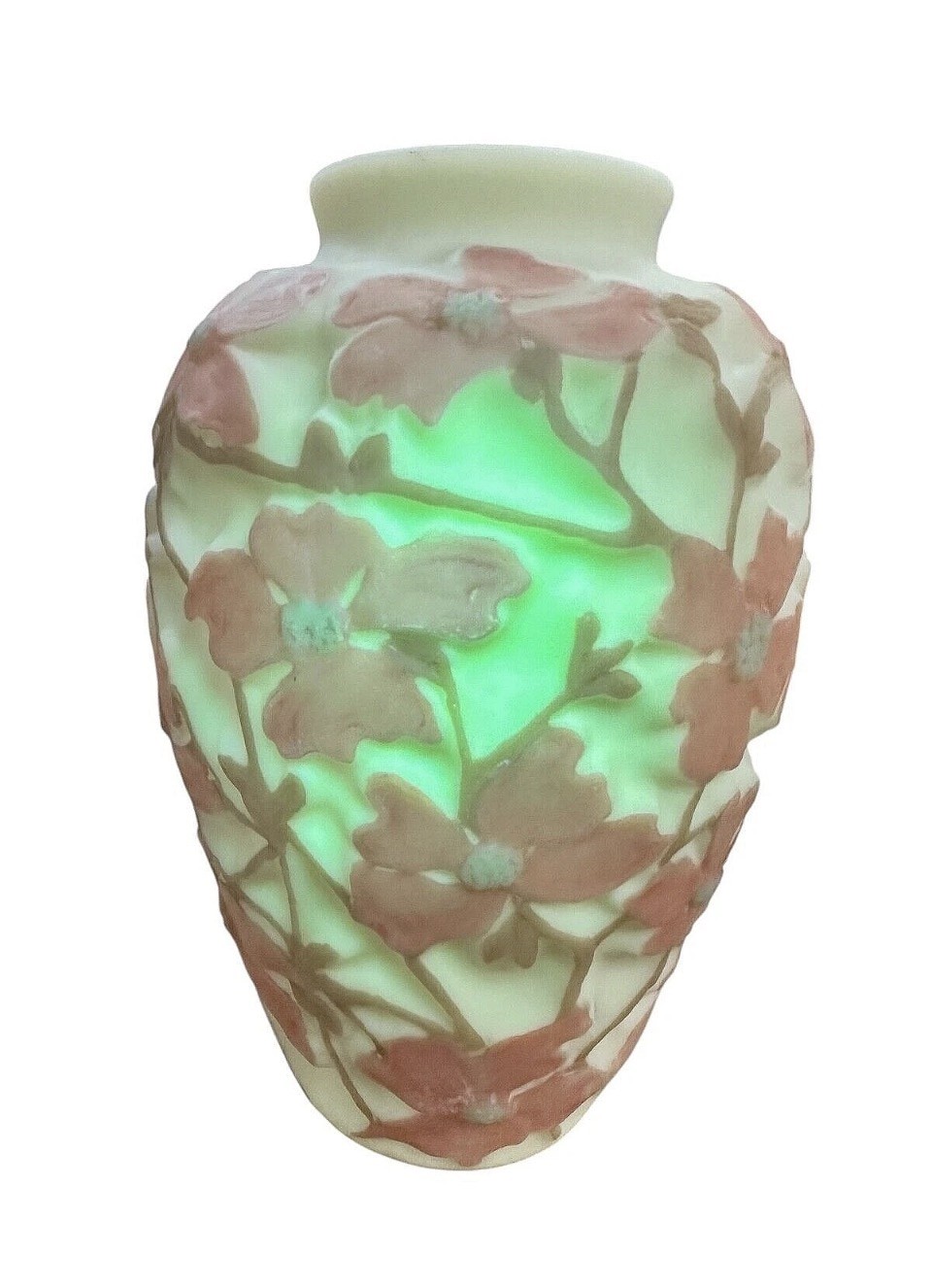 Vintage Phoenix Consolidated Tricolor Dogwood Vase Uranium Glass Art Deco