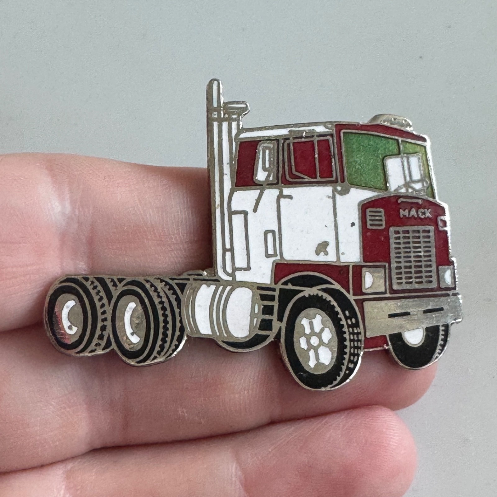 Vintage Mack F700 Cabover Semi Truck Logo Enamel Lapel Pin Red White Trucking Vintage Mack F700 Cabover Semi Truck Logo Enamel Lapel Pin Red White Trucking