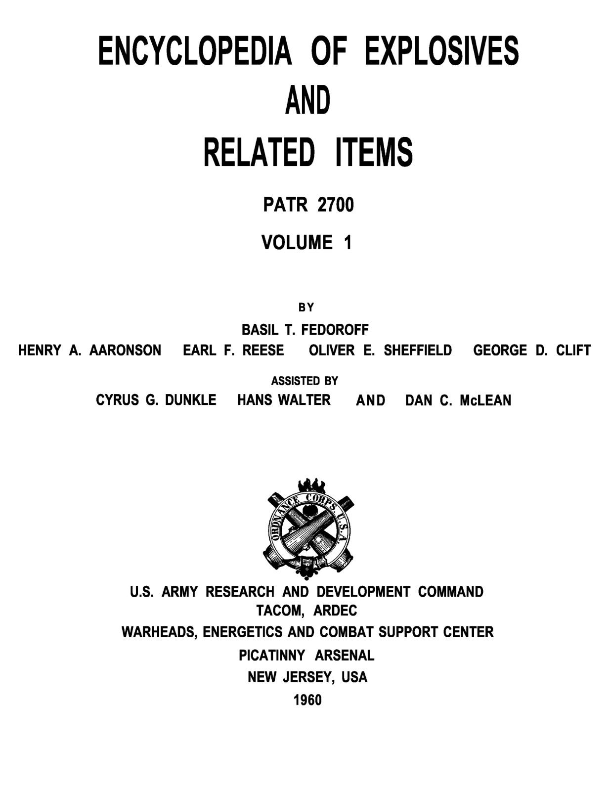 7,983 Page ENCYCLOPEDIA OF EXPLOSIVES & RELATED ITEMS 1-10 Combined Manual on CD
